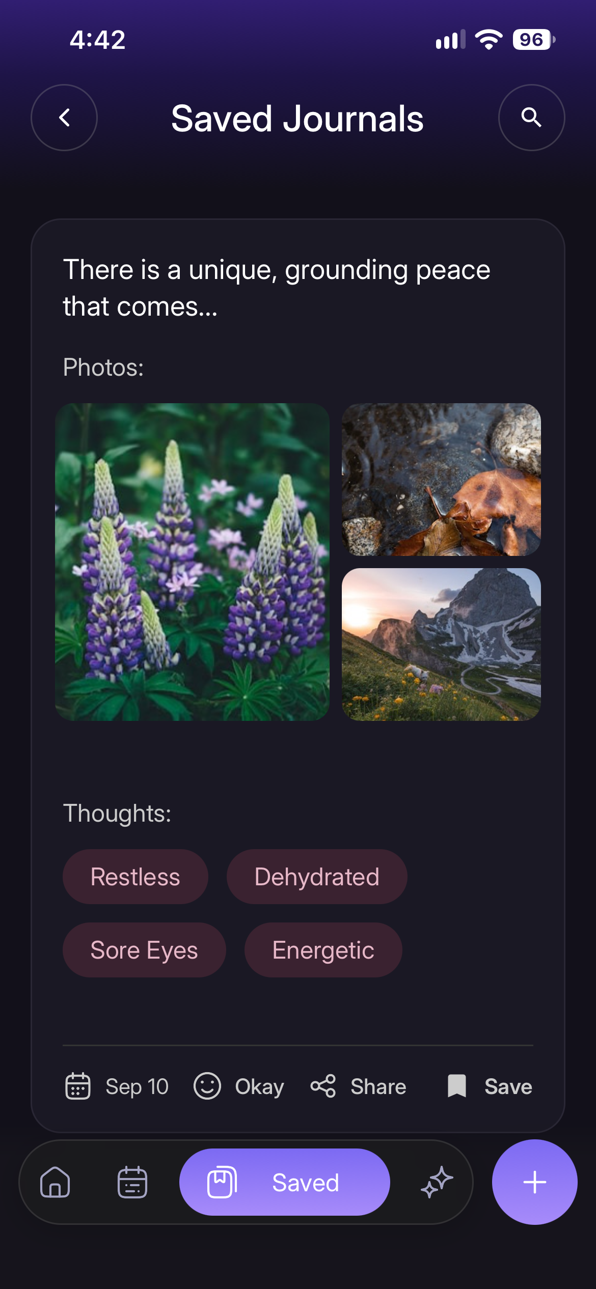 ThoughtBeam Saved screen — Keep what is worth rereading